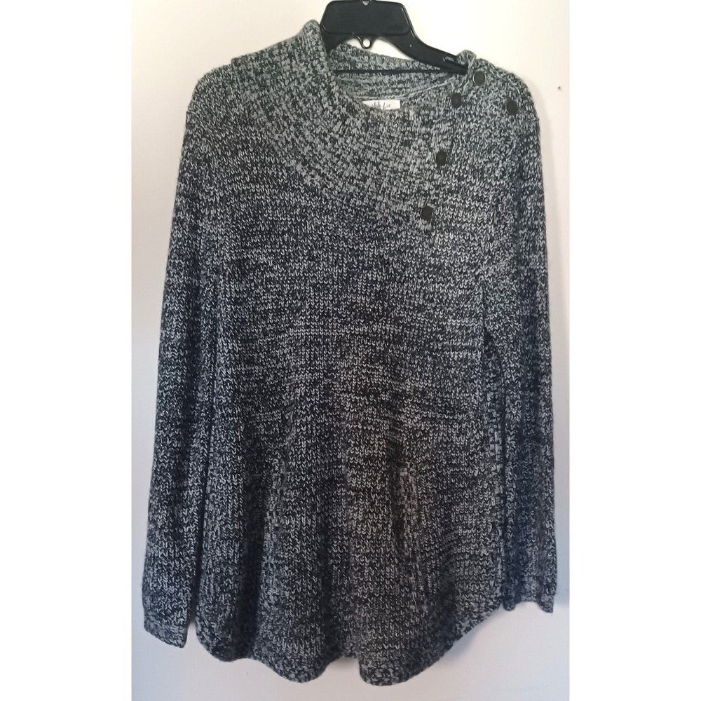 Style & Co Marled Knit Asymmetrical Button Sweater | L